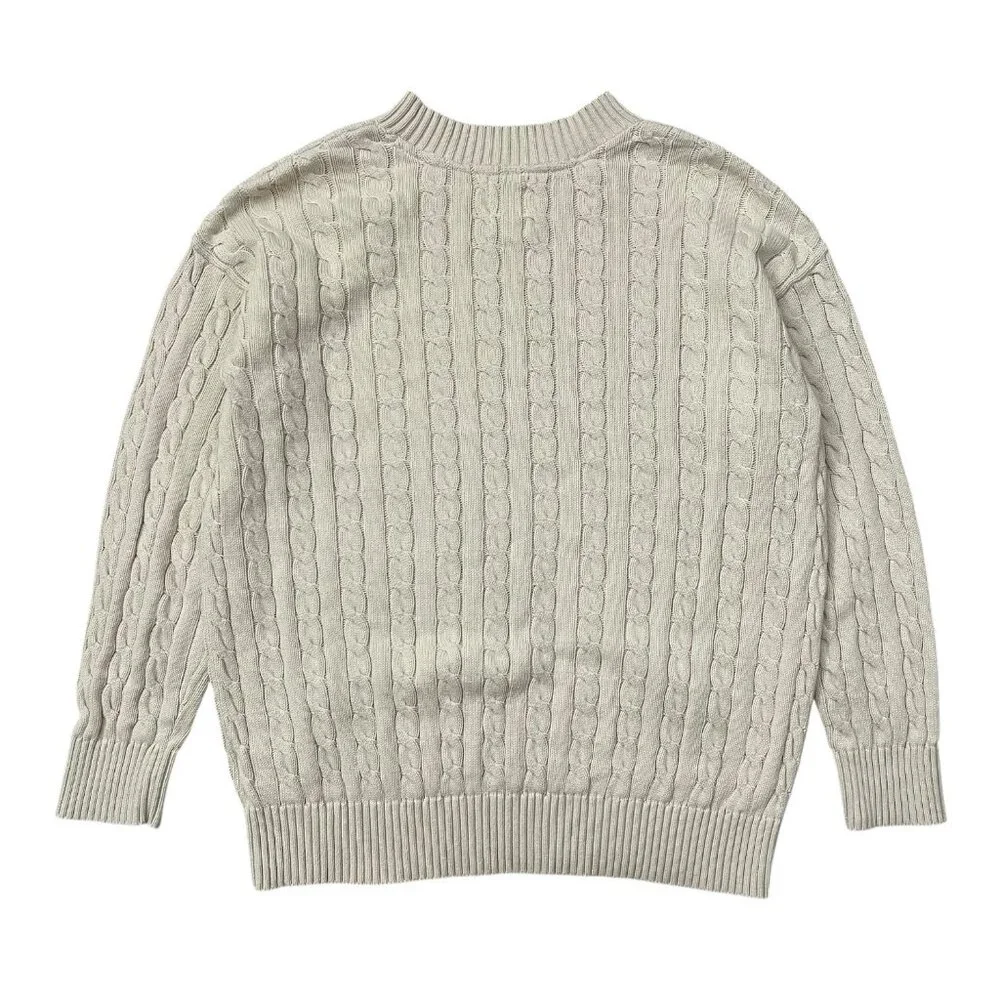 Gap Teen Cable Knit Oversized Fisherman Sweater‎ Cream 18 / 20 XL Organic Cotton